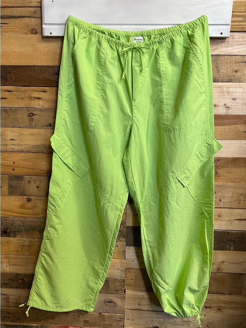 No Boundaries Neon Lime Drawstring Women’s parachute Pants